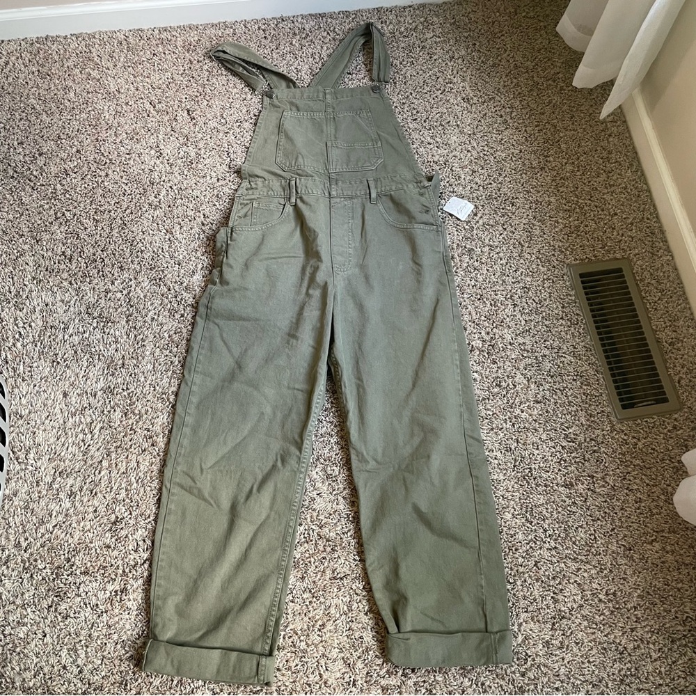 Free People Army Green Overalls